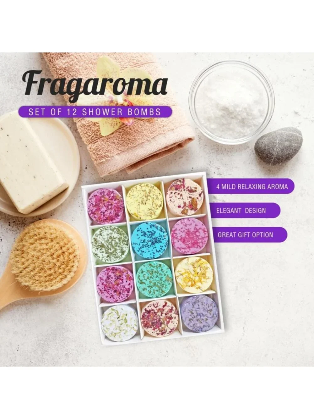2 Boxes of 12 Fragrance Shower Bombs Shower Steamers Aromatherapy Essential Oils
